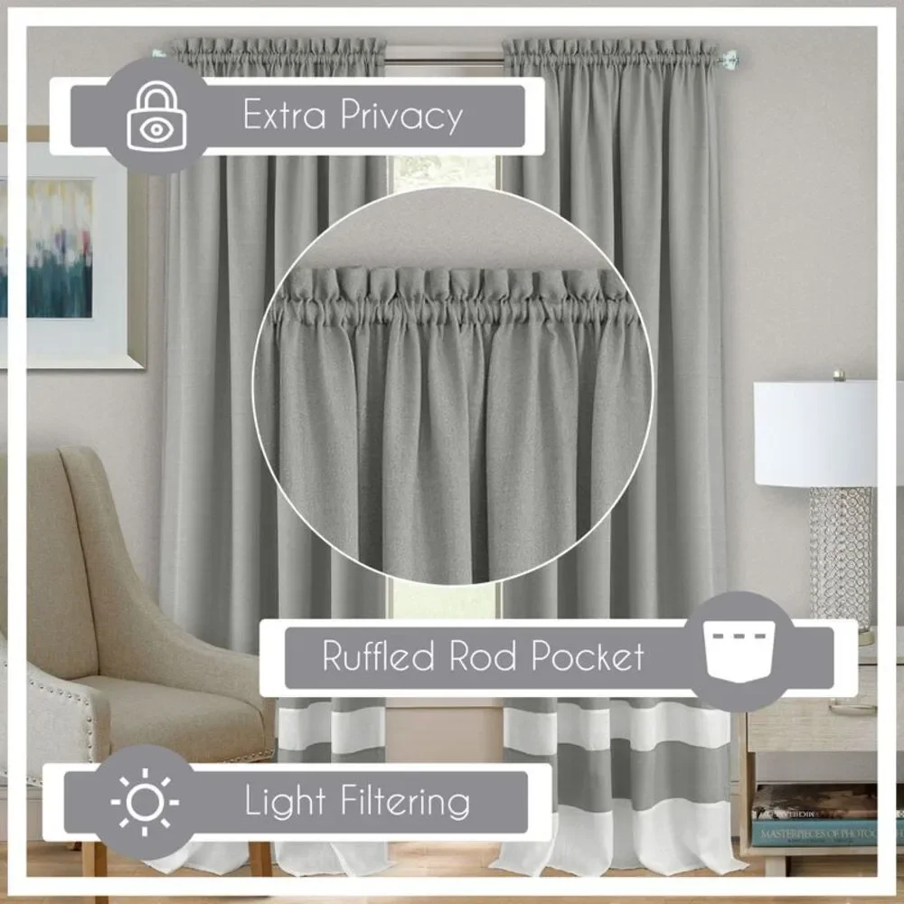 Woven Trends Two-Tone Window Curtain Panels, Rod-Pocket Light Filtering Curtains